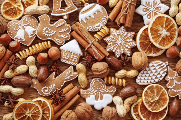 Cinnamon Nuts Cookies Orange fruit Food Photos 5000x3333.