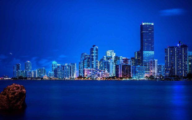 City miami night skyline 2560x1600 cool pc pictures.