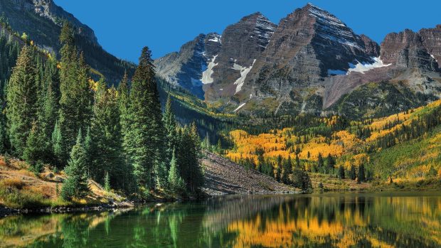 Colorado maroon bells autumn forests go 1920x1080 wallpaper.