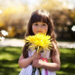 Cute Girl With Yellow Flower Best Wallpapers.