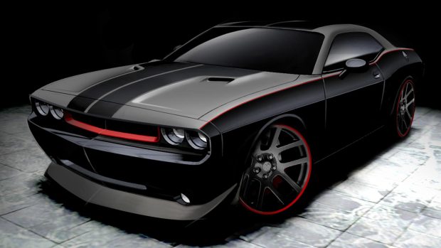 Dodge Challenger Black 1080p Car Background.