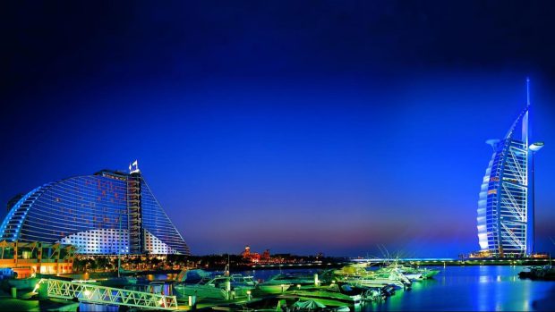 Dubai City Night 1366 x 768 Wallpaper.