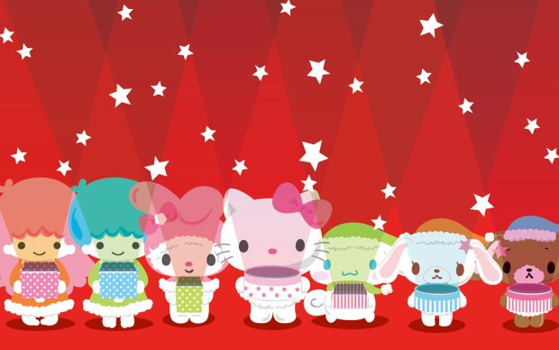 lights sanrio wallpaper background pixels widescreen hello christmas kitty group character