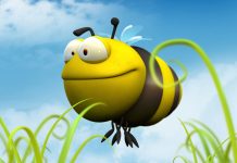 Funny 3D Bee Cartoon Image.