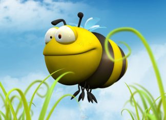 Funny 3D Bee Cartoon Image.