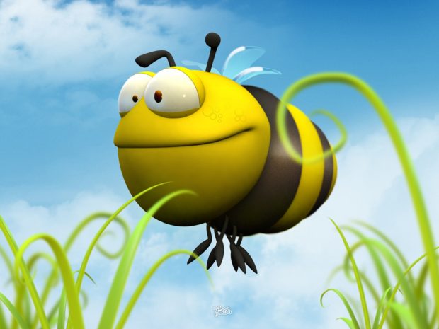 Funny 3D Bee Cartoon Image.