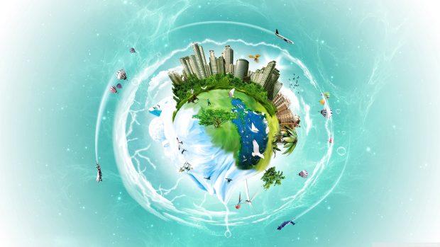 Green Planet Earth Fantasy Background.