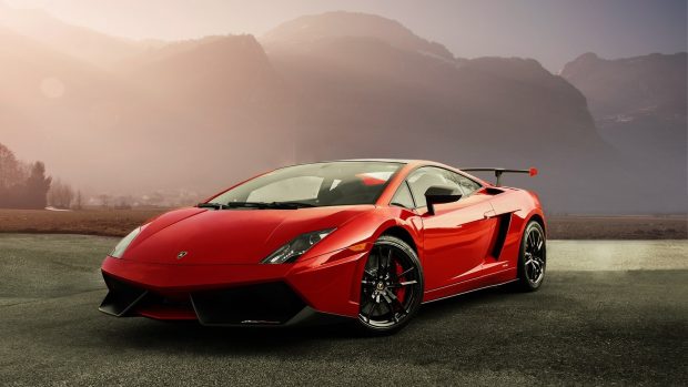 Lamborghini mountain fog sports car photos.