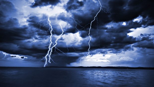 Lightning Storm At Sea Wallpaper.
