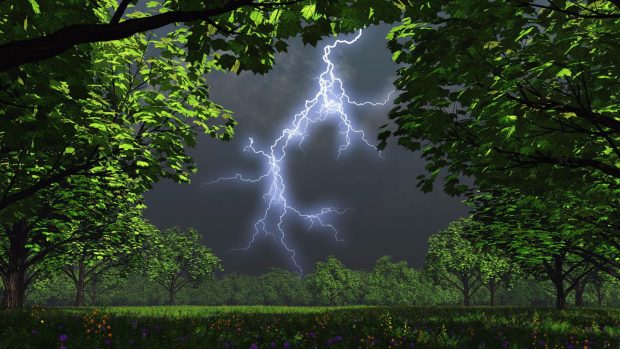 Lightning Storm Nature 4K Wallpaper.