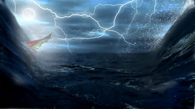 Lightning Storm Ship Background.