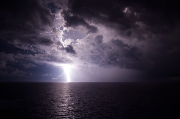 Lightning Storm in the Caribbean Wallpaper.