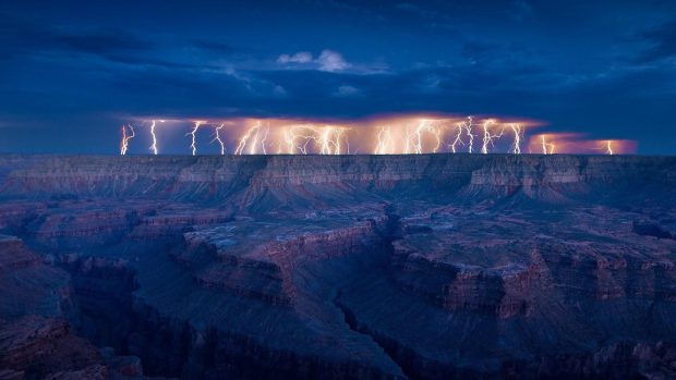 Lightning storm over the Grand Canyon Image.