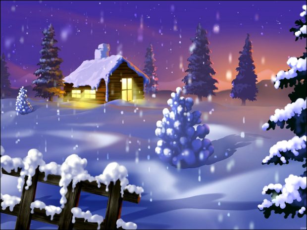 Log Cabin Winter Backgrounds.