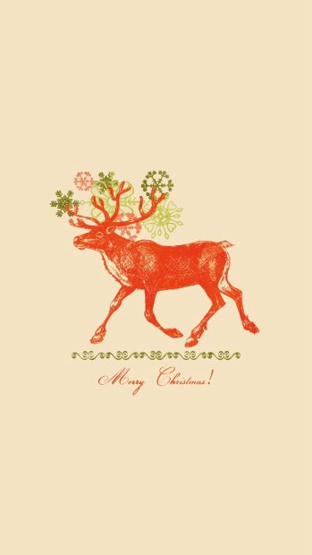 Merry Christmas Vintage Reindeer Illustration iPhone photos.