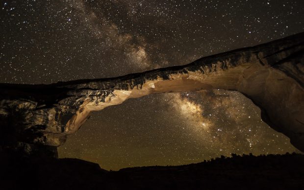 Milky Way Galaxy Stars Arch Night Rock Stone Sky Space 1920x1200 Background.