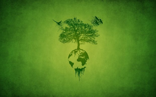 Minimalism Storks Tree Leaves Green Planet The Roots Birds Wallpaper.