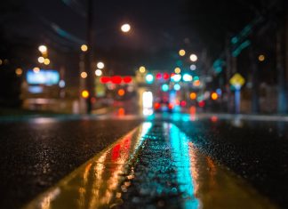 New york street wet road lights wide photos.