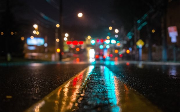 New york street wet road lights wide photos.