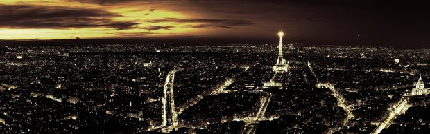 Night Paris Panoramic Background.