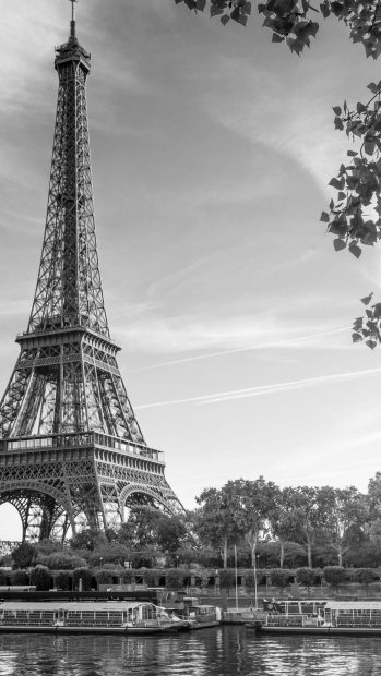 Paris wallpaper black and white 1080x1920.