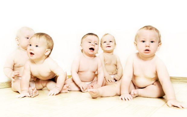 Group of adorable toddlers looking at something