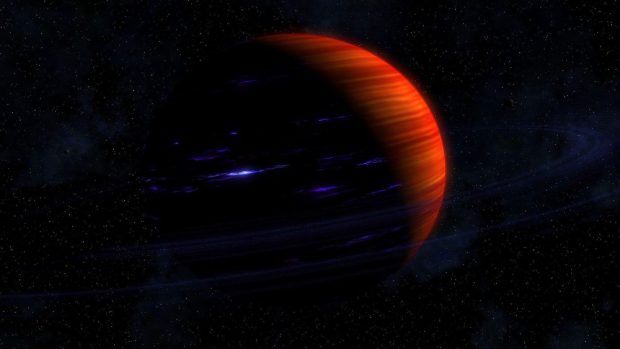 Planet Orange Space 1080p Background.