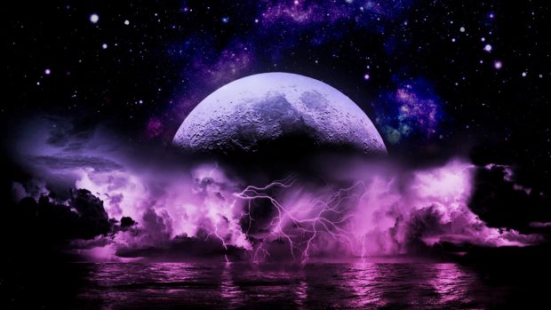 Purple Lightning Storm Wallpaper.