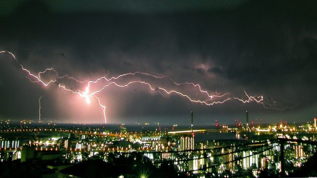 Real Lightning Storm Background.