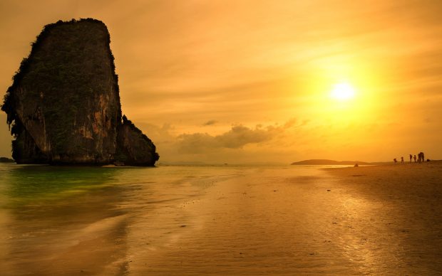 Sunset beach krabi thailand wide high resolution new wallpaper 1920x1200.