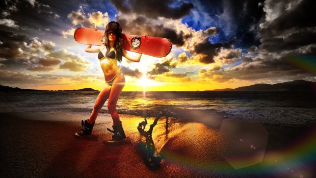 Surf Beach Girl Backgrounds.