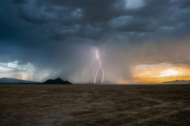 Wallpaper Of Lightning Storm at Black Rock Desert Nevada.