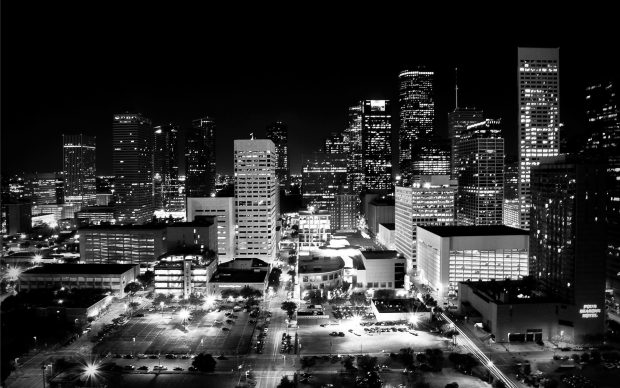 White And Black Houston Skyline Wallpaper.