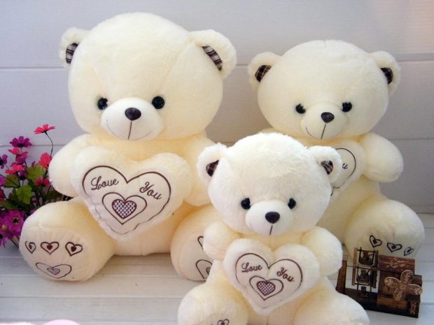 White Teddy Bear Doll with Love for Romantic Background.