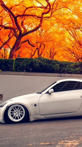 350z Stance Autumn Sports Car Wallpaper.