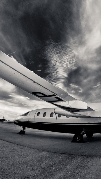 Airplane Runway Night Black and White Iphone Background.