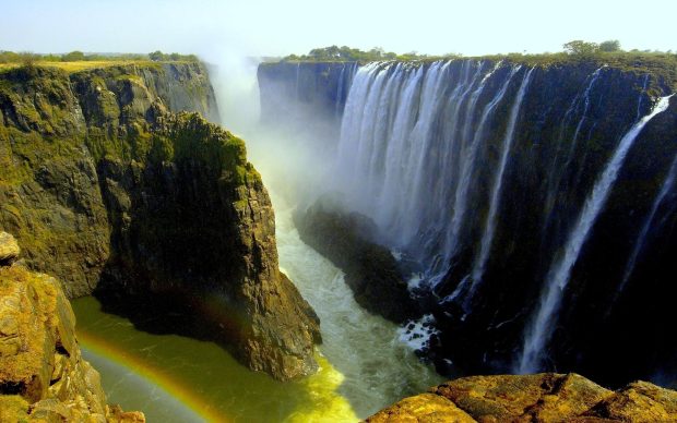 Beautiful Waterfalls Victoria Falls Livingstone Africa 1080P Wallpaper.