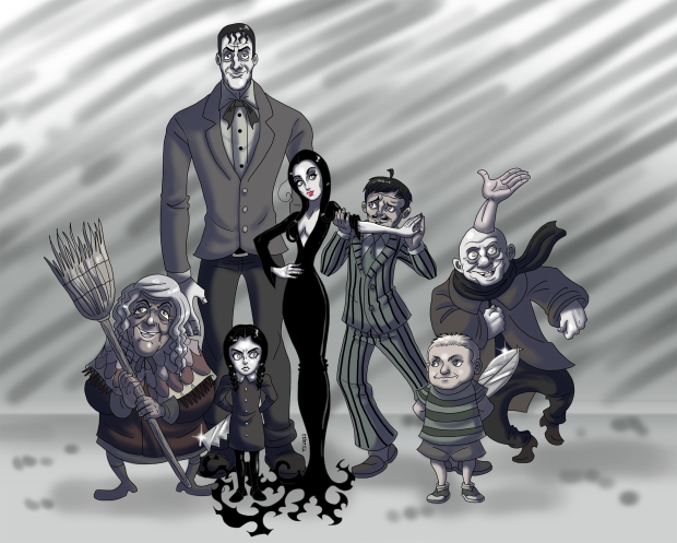 Cartoon Addams Family Wallpaper.