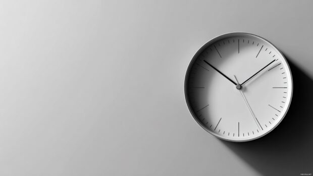 Custom white background with a minimalist clock design, blending functionality and beauty for your screen.