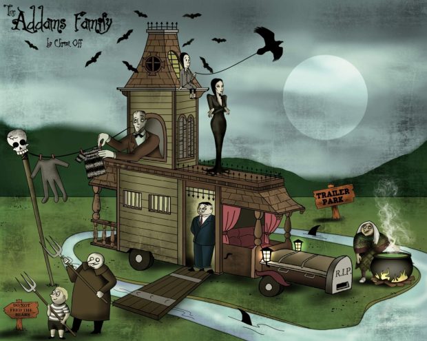 Funny Addams Family Wallpaper.