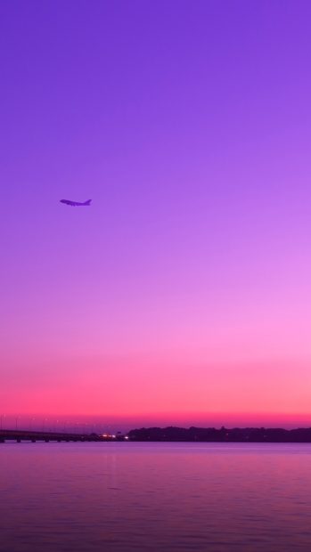 Purple Sky Airplane Iphone Background.