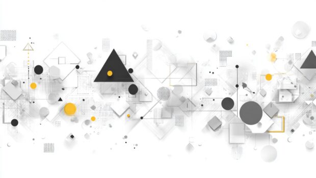Simple white background accented with geometric shapes for a modern and stylish desktop wallpaper.