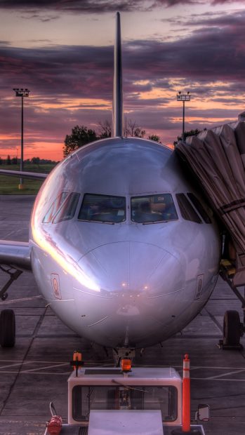 Sky Sunset Airplane Iphone Wallpaper.