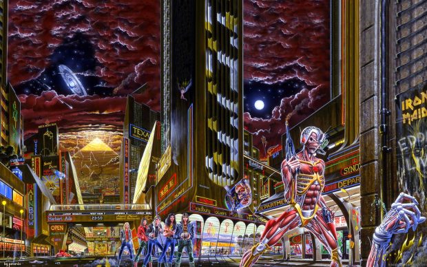 Somewhere in Time Iron Maiden Album Cover Background.