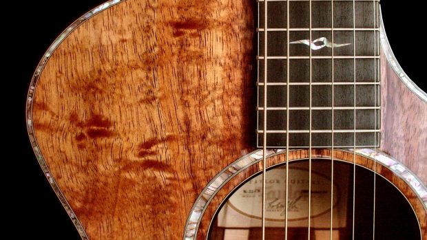 Wood Acoustic Guitar String Background.