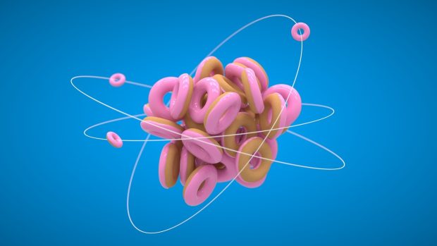 3D Doughnut Atom Background.