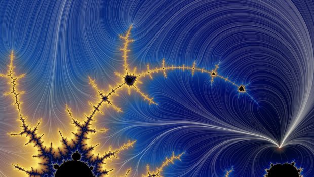 Abstraction fractal lines blue yellow wallpapers 3840x2160.