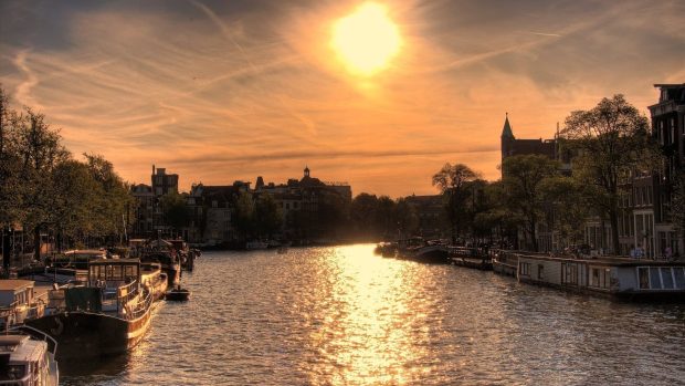 Amsterdam Sunset Wallpaper.