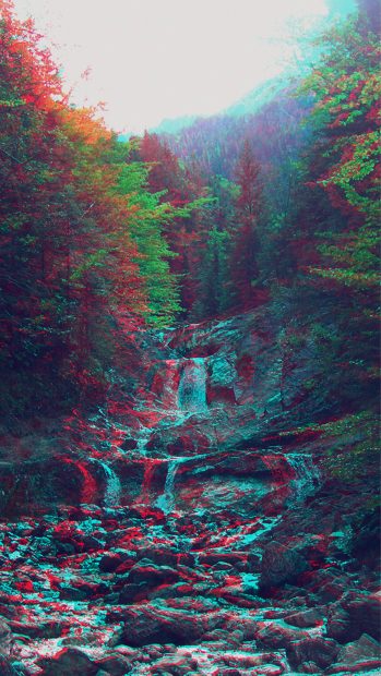 Anaglyph Mountain Green Nature Art iPhone Photos.