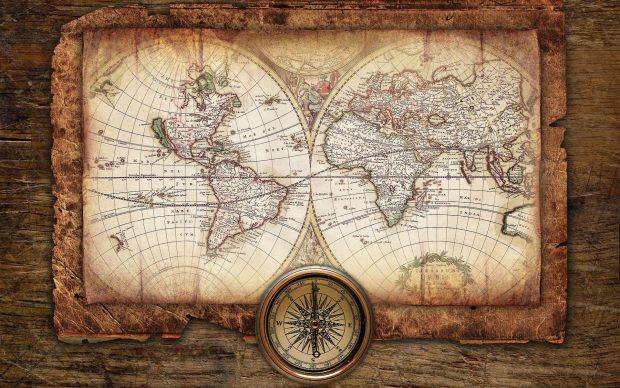 Antique Map Compass Background 1920x1200.